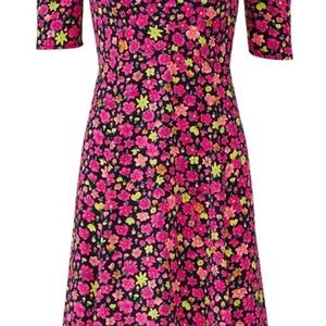 Kate Spade Vibrant Pink Floral Long Sleeve Dress